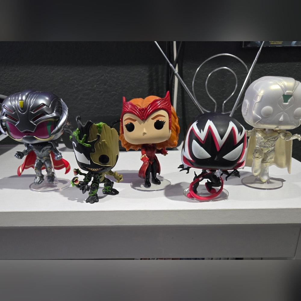 Funko Pop Marvel Collection with Red and Black Accents
